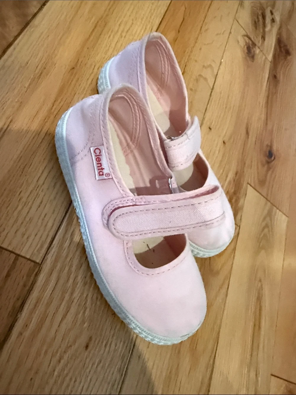 Cienta Pink Canvas Mary Jane Hook-and-Loop Kids Shoes